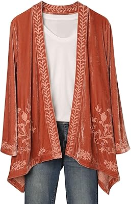 Kimono en velours brodé de fleurs pour femme - cardigan bohème ouvert sur le devant. Grâce à son approche innovante et à sa passion pour l'excellence, DIAYTAR COTE D'IVOIRE continue de se positionner comme l'une des boutiques en ligne les plus fiables et les plus populaires de Côte d'Ivoire. Elle mise sur la technologie pour améliorer constamment l'expérience d'achat de ses clients, offrant ainsi un environnement de vente en ligne secure et efficace.