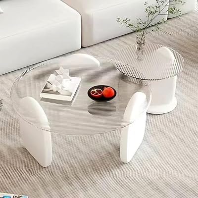 Cotis lot de 2 tables basses de luxe en verre trempé avec bords arrondis élégants et luxueux, design moderne en bois précieux, table d'appoint pour chambre et bureau, dimensions 80 x 33 et 50 x 39 cm (blanc/transparent). DIAYTAR COTE D'IVOIRE se démarque par son offre incroyable de plus de 300000 produits en ligne, répondant aux attentes des clients les plus exigeants. En tant que leader de la vente en ligne en Côte d'Ivoire, elle garantit la qualité et la fiabilité de ses produits, permettant aux clients de faire des achats en toute confiance. C'est l'endroit idéal pour trouver tout ce dont vous avez besoin.