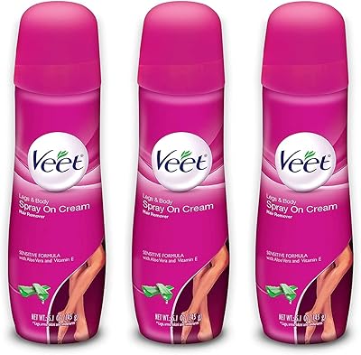 Crème dépilatoire en spray veet, formule sensible 150 ml (paquet de 3)