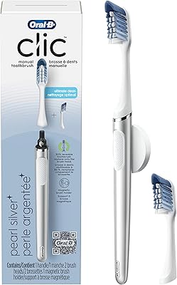 Brosse à dents oral-b click, blanc chromé, avec tête de brosse de rechange