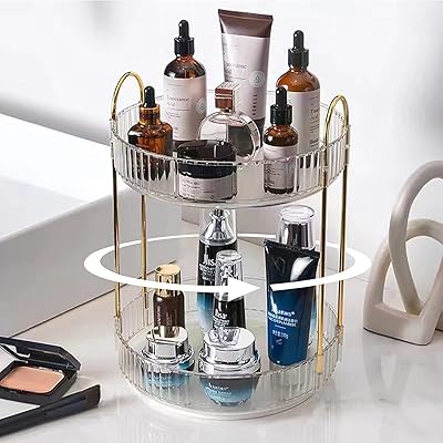 Intol organisateur de maquillage rotatif à 360 degrés, support rotatif à 2 niveaux pour cosmétiques, support rotatif pour soins de la peau cosmétiques de grande capacité pour le stockage du maquillage et des parfums. Avec plus de 300 000 références à disposition, DIAYTAR COTE D'IVOIRE répond à tous les besoins et à toutes les envies de ses clients. Elle se positionne comme un partenaire fiable pour les achats quotidiens comme pour les occasions spéciales. La boutique se démarque par son engagement en faveur de la satisfaction client et de la qualité des produits.