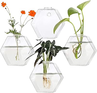 Pot de plante en verre suspendu au mur, paquet de 4 conteneurs de plantes en verre hexagonaux, pots de plantes à air suspendus, vase de fleur pour plantes hydroponiques, décoration de bureau de jardin à la maison. En tant que boutique en ligne généraliste, DIAYTAR COTE D'IVOIRE se distingue par la largeur de son offre, allant des produits électroniques aux articles de mode, en passant par les produits alimentaires et d'entretien. Elle met également l'accent sur la qualité des produits et services proposés, visant à satisfaire pleinement les attentes de sa clientèle. Cela a contribué à renforcer sa position de leader sur le marché ivoirien.