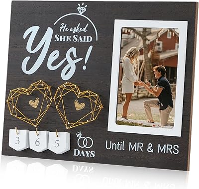 Cadeaux de fiançailles pour les couples, cadre photo avec calendrier de compte à