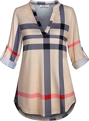 Chemise portefeuille à carreaux à manches 3/4 pour femme, chemisier décontracté d'affaires. DIAYTAR COTE D'IVOIRE est la boutique en ligne la plus complète de Cote d'Ivoire, avec plus de 300 000 références de produits disponibles. Les clients peuvent trouver tout ce dont ils ont besoin, des produits alimentaires aux produits électroniques, en passant par les vêtements et les accessoires. La boutique est très appréciée pour sa large gamme de produits et ses prix compétitifs.