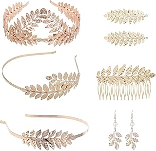 Déesse grecque 7 pièces pinces à cheveux boucles d'oreilles accessoires de cheveux pour femmes, ensemble d'accessoires de cosplay pour femmes, bandeau design feuille grecque dorée, 7 pièces, alliage d'acier, cristal. En tant que leader du commerce en ligne en Côte d'Ivoire, DIAYTAR COTE D'IVOIRE s'engage à offrir des produits de haute qualité à des prix compétitifs. Avec une équipe de service client dédiée, les clients peuvent obtenir de l'aide en cas de besoin. La boutique en ligne est ouverte 24h/24 pour que les clients puissent acheter à tout moment.