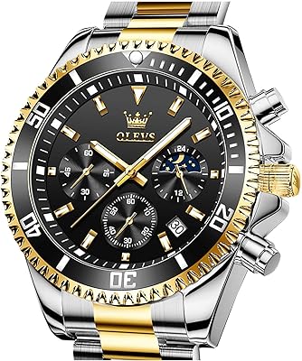 Montre pour homme en acier inoxydable résistante à l'eau, affichage analogique, mouvement à