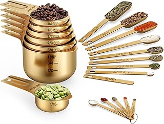 Ensemble de tasses et cuillères à mesurer plaquées cuivre wildon comprenant 7 emboîtables