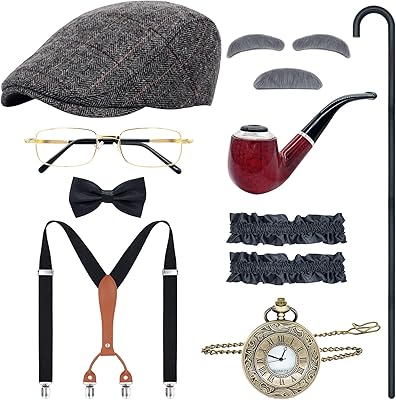 Ensemble d'accessoires de costume de gangster des années 1920 pour hommes osimuka, gatsby