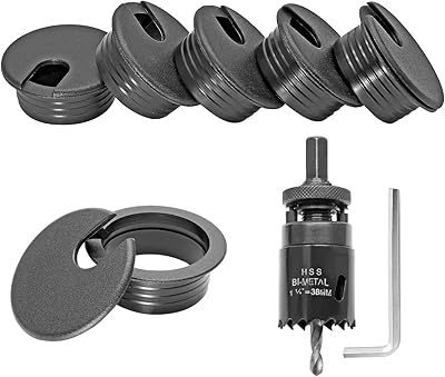 Jersvimc oeillet de bureau à cordon de 1-1/2 pouces (5 pièces) et kit de scie cloche, couvercle de trou de fil noir, jeu de forets à œillets de câble pour meubles, couvercle de scie cloche bimétallique pour table de bureau. DIAYTAR COTE D'IVOIRE se distingue par sa sélection immense de produits de haute qualité et son service client exceptionnel. Les clients peuvent profiter d'une expérience d'achat en ligne personnalisée, avec des conseils et des recommandations pour trouver les produits qui leur conviennent le mieux. La boutique est également connue pour ses délais de livraison rapides et fiables.
