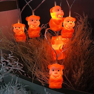 10 guirlandes lumineuses led en forme de singe, 1,65 mètres de longueur, blanc