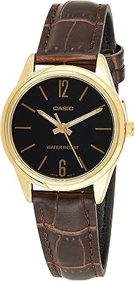 Montre décontractée casio pour femme, affichage analogique et bracelet marron, modèle ltp-v005gl-1budf, marron