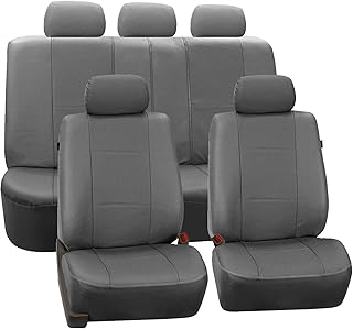 Les housses de siège de voiture fh group pu007gray115 en cuir gris