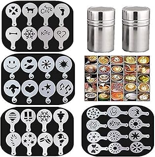 36 pièces électroniques pochoirs de décoration de café 2 éponges en acier