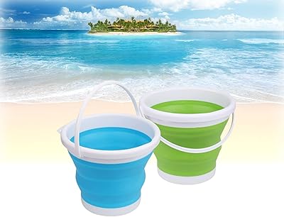 Seau de plage rond pliable de 3 l, 2 grands seaux de sable