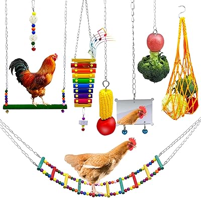 Bkdmzzmy paquet de 8 jouets pour poulets, jouets pour poulets pour accessoires