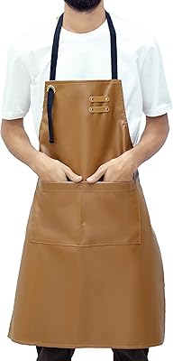 Yank tablier de chef en cuir imperméable unisexe avec poches | tablier