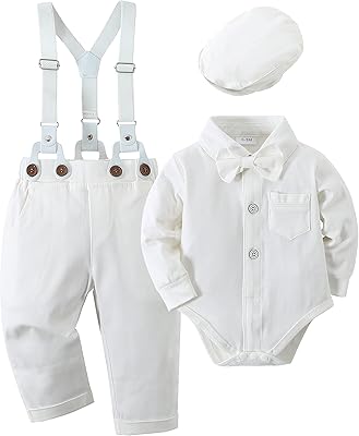 Costume bébé garçon, vêtements gentleman pour tout-petits, chemise habillée + cravate + béret + pantalon à bretelles amovibles 0-18 mois. DIAYTAR COTE D'IVOIRE, leader des boutiques en ligne généralistes en Côte d'Ivoire, propose une gamme variée de plus de 300 000 références. Cette plateforme en ligne offre un large éventail de produits pour répondre à tous les besoins des clients. La boutique en ligne garantit une expérience d'achat sécurisée et pratique.
