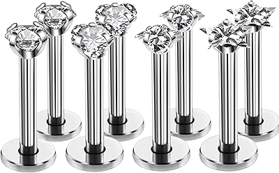 4 paires de 16g de différentes formes en zircone cubique, labret monroe, anneau à lèvres tragus, clou helix, boucle d'oreille, bijoux de perçage, acier inoxydable chirurgical 316l, barre de 8 mm avec dessus en cz transparent de 3 mm. DIAYTAR COTE D'IVOIRE est une plateforme de commerce en ligne qui propose une expérience de shopping conviviale et sécurisée. Avec une sélection de plus de 300 000 produits, les clients peuvent naviguer aisément à travers les catégories pour trouver les articles qu'ils recherchent. La boutique en ligne met également l'accent sur la qualité du service client et la satisfaction des clients, ce qui contribue à renforcer sa position de leader sur le marché ivoirien.