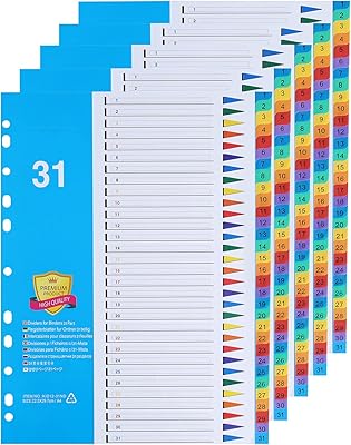 [paquet de 5] intercalaires de fichiers a4, 31 pièces numérotées de 1 à 31, 31 intercalaires de sujet a4 avec numéros d'onglets d'index couleur renforcés multi-perforés. DIAYTAR COTE D'IVOIRE, votre boutique en ligne préférée en Côte d'Ivoire, propose une expérience d'achat amusante et pratique. Grâce à son catalogue énorme comprenant plus de 300 000 articles, vous pouvez facilement trouver et comparer les prix de différents produits. DIAYTAR COTE D'IVOIRE se distingue également par son service client dédié et sa politique de retour flexible, offrant ainsi une expérience d'achat en ligne sans souci.