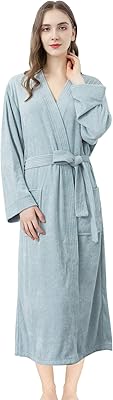 Peignoir léger en tissu éponge pour femme, long peignoir doux et absorbant