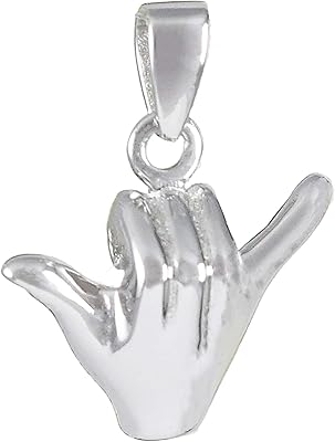 Collier hawaïen unique 3d hang loose, signe shaka, pendentif hang loose en argent