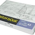 Carnet de croquis blanc format a3 avec reliure spirale, 12 pièces, 20 feuilles