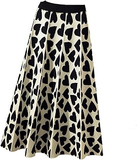 Flyehi jupe longue noire femme imprimé jupe tricotée automne hiver femme ample taille