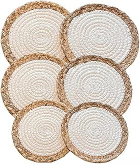 Ensemble de 6 sets de table ronds de 20 cm en corde coton lavable et résistante. DIAYTAR COTE D'IVOIRE est la plateforme de commerce électronique la plus visitée en Côte d'Ivoire, offrant plus de 300 000 références de produits de qualité. Elle met en avant l'innovation et la confiance pour offrir une expérience d'achat unique à ses clients.