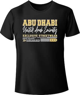 T-shirt en coton pour hommes et femmes d'abu dhabi, couleur noire, d-133