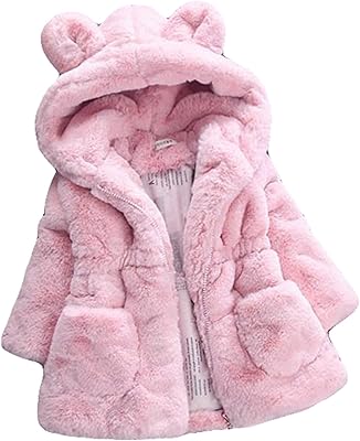 Manteau à capuche en fausse fourrure pour bébés filles, vestes chaudes d'hiver