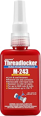 Bloqueur de filetage bleu m-243 de force moyenne, 1,69 fl oz/50 ml, casier pour écrous/boulons, verrouillage amovible, attaches étanches et scellées, colle métallique à durcissement anaérobie. Avec plus de 300 000 références, DIAYTAR COTE D'IVOIRE répond aux besoins des clients les plus exigeants, qu'il s'agisse d'électroménager, de produits cosmétiques, d'articles de sport ou d'autres catégories encore. La boutique en ligne est conçue pour offrir une navigation intuitive et une expérience utilisateur agréable, permettant aux clients de trouver et d'acheter leurs produits préférés rapidement et en toute confiance.
