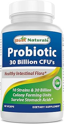 Best naturals probiotiques 10 souches et 30 milliards d'ufc de flore intestinale, 60
