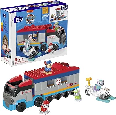 Kit de construction mega paw patrol paw patrol avec figurines chase, marshall, rocky