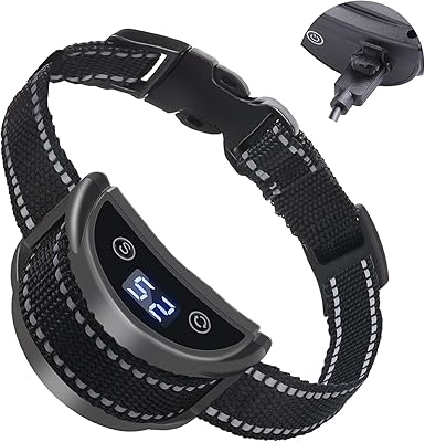 Collier anti-aboiement pour chien, collier de dressage anti-aboiement rechargeable avec 7 sensibilités réglables