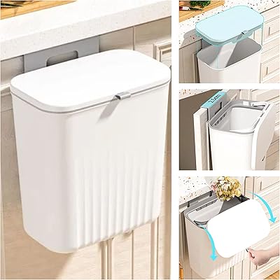 Poubelle de cuisine homegénique, capacité de 9 litres avec couvercle, poubelle suspendue à