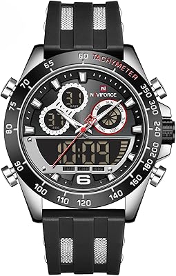 Montre de sport analogique-numérique pour homme, chronographe multifonction étanche, bracelet en silicone, chronographe