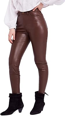Pantalon skinny taille haute en cuir végétalien pour femme