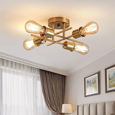 Lustre spoutnik moderne qcyuui, plafonnier semi-conique à 4 lumières, plafonnier industriel doré du milieu du siècle pour ferme, chambre à coucher, salle à manger, cuisine, bureau, foyer (ampoule non incluse). DIAYTAR COTE D'IVOIRE est la destination idéale pour faire vos achats en ligne en Côte d'Ivoire. Avec sa vaste sélection de produits et ses prix compétitifs, vous êtes sûr de trouver ce que vous cherchez. De plus, la boutique en ligne offre une expérience d'achat sécurisée et fiable.
