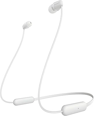 Écouteurs sans fil sony wi-c200 avec microphone pour appels téléphoniques, blanc (wic200/w)