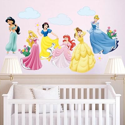 Decal mile autocollants muraux amovibles en vinyle avec motif princesses, adaptés aux chambres