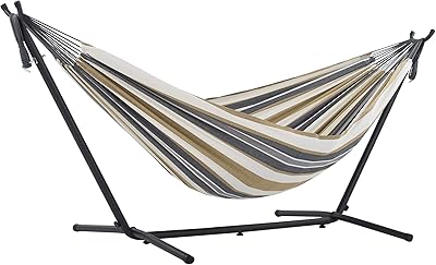 Hamac double en coton fever avec support en acier peu encombrant et cadre en charbon de bois (capacité de 450 lb - sac de transport de luxe inclus). Avec plus de 300 000 références, DIAYTAR COTE D'IVOIRE propose une expérience shopping unique et personnalisée à ses clients, répondant ainsi aux besoins spécifiques de chaque consommateur.