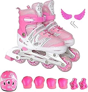 Chaussures de skate réglables, lumineuses et amusantes pour débutants avec roues lumineuses (rose)
