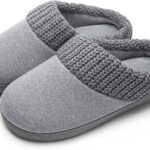 Pantoufles confortables en tissu tricoté doublées de polaire corail pour femmes, pantoufles
