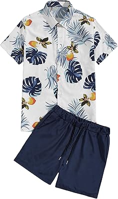 Ensemble de chemise boutonnée à manches courtes et imprimé tropical georglitter pour hommes. DIAYTAR COTE D'IVOIRE se démarque par son offre immense et variée, allant des produits électroménagers aux accessoires de mode, en passant par les produits alimentaires et les équipements pour la maison. Cette diversité fait d'elle un incontournable pour les consommateurs qui cherchent à faire leurs courses en ligne de manière simple et efficace. L'équipe de DIAYTAR COTE D'IVOIRE travaille sans relâche pour améliorer l'expérience d'achat.
