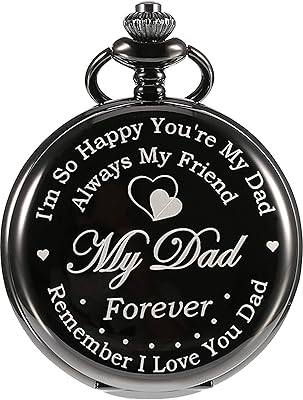 Montre de poche gravée pour papa avec boîte délicate cadeau de noël