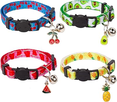 Lingeiher collier pour chat détachable avec cloche, paquet de 4 colliers pour chat réglables à motif de fruits d'été pour chatons et chatons. DIAYTAR COTE D'IVOIRE est une boutique en ligne généraliste proposant plus de 300000 références de produits. Elle est devenue la référence incontournable pour les ivoiriens qui cherchent à faire des achats en ligne. Avec une gamme étendue de produits, DIAYTAR COTE D'IVOIRE répond aux besoins de tous les consommateurs.