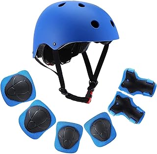Lixada ensemble casque et coussinets réglables 7 en 1 pour enfants - genouillères