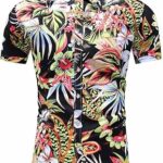 Hobiva menshortsleeves cardigan court jeunesse fit shirt manches imprimées décontractées slim revers hommes