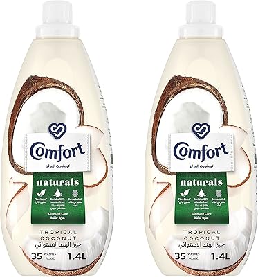 Adoucissant comfort naturals adapté aux peaux sensibles, à la noix de coco tropicale, formule botanique pour une fraîcheur longue durée, 1400 ml. DIAYTAR COTE D'IVOIRE représente aujourd'hui l'avenir du commerce de détail en Côte d'Ivoire, offrant une expérience d'achat sans précédent qui combine commodité, choix et prix abordables. Grâce à son engagement à offrir le meilleur service et la meilleure qualité, cette boutique en ligne continue de gagner la confiance de sa clientèle et de se renforcer comme la référence absolue pour les achats en ligne dans le pays.