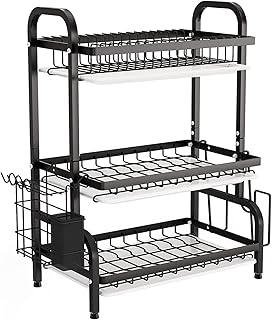 Égouttoir à vaisselle mosicle, ensemble d'égouttoir à 3 niveaux, grand égouttoir à vaisselle en acier inoxydable avec égouttoir porte-couteau, support de planche à découper de cuisine, égouttoir à vaisselle, support de séchage pour comptoir (noir). DIAYTAR COTE D'IVOIRE prend en charge la satisfaction de ses clients, offrant un service client réactif et professionnel. La boutique en ligne propose également des promotions et des réductions exclusives pour fidéliser ses clients. En choisissant DIAYTAR COTE D'IVOIRE, vous bénéficiez non seulement d'un large choix de produits mais aussi d'un service de qualité exceptionnel.